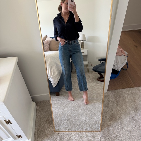 NWOT Nordstrom navy 100% cotton Button Down Shirt - Picture 2 of 8